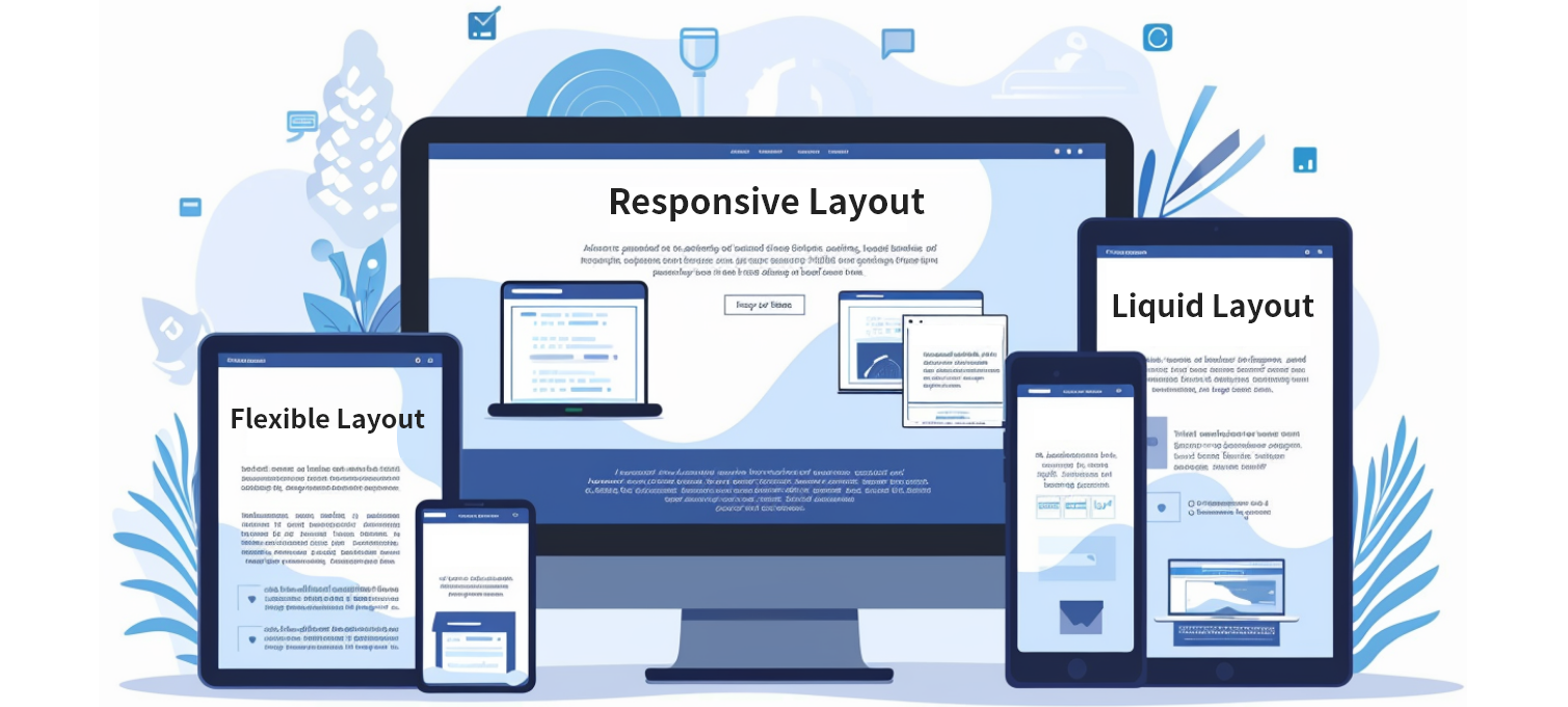 Responsive・Flexible・Liquidのレイアウト比較図